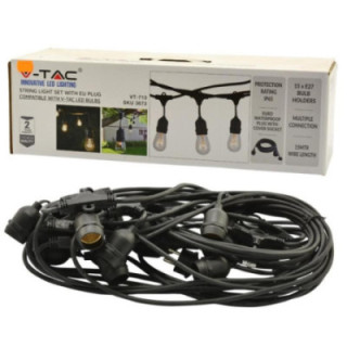 Girlanda ogrodowa czarna 15mb 15 oprawek E27 VT-713